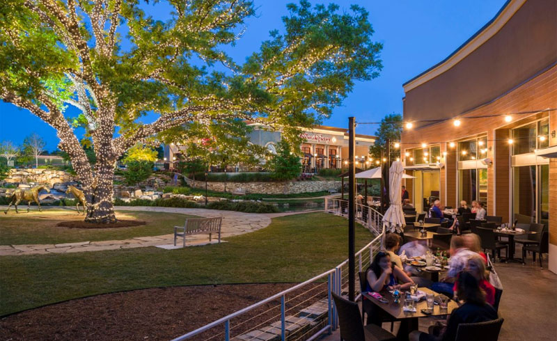 Watters Creek outdoor dining and shopping in Allen, TX